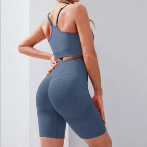 Sports bra biker shorts set